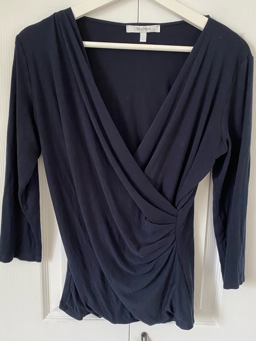 MaxMara Caprice Surplice Faux Wrap Top in Ultramarine Blue Size Large